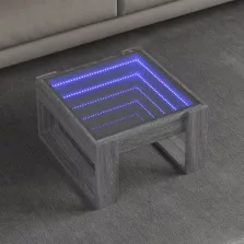   vidaXL szürke sonoma végtelen hatású LED-es dohányzóasztal 50x53x30 cm