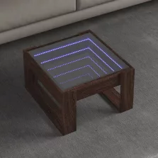   vidaXL barna tölgy végtelen hatású LED-es dohányzóasztal 50x53x30 cm