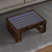   vidaXL füstös tölgy végtelen hatású LED-es dohányzóasztal 70x53x30 cm