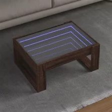   vidaXL barna tölgy végtelen hatású LED-es dohányzóasztal 70x53x30 cm