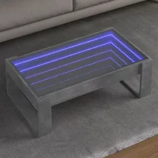  vidaXL betonszürke végtelen hatású LED-es dohányzóasztal 90x53x30 cm