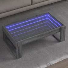   vidaXL szürke sonoma végtelen hatású LED-es dohányzóasztal 90x53x30 cm