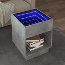   vidaXL betonszürke végtelen hatású LED-es dohányzóasztal 40x40x50 cm