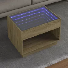   vidaXL sonoma tölgy végtelen hatású LED-es dohányzóasztal 70x50x50 cm