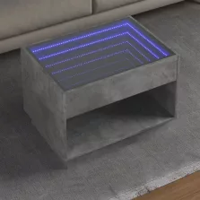   vidaXL betonszürke végtelen hatású LED-es dohányzóasztal 70x50x50 cm