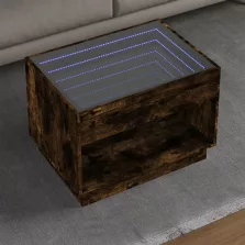  vidaXL füstös tölgy végtelen hatású LED-es dohányzóasztal 70x50x50 cm