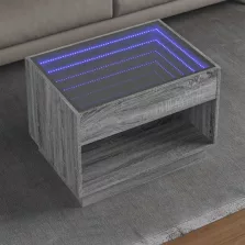   vidaXL szürke sonoma végtelen hatású LED-es dohányzóasztal 70x50x50 cm