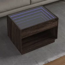   vidaXL barna tölgy végtelen hatású LED-es dohányzóasztal 70x50x50 cm