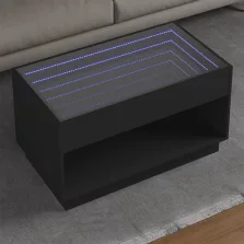   vidaXL fekete végtelen hatású LED-es dohányzóasztal 90 x 50 x 50 cm