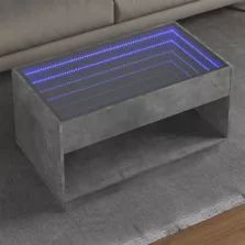   vidaXL betonszürke végtelen hatású LED-es dohányzóasztal 90x50x50 cm