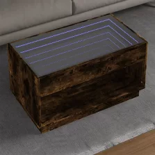   vidaXL füstös tölgy végtelen hatású LED-es dohányzóasztal 90x50x50 cm