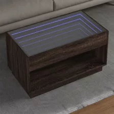   vidaXL barna tölgy végtelen hatású LED-es dohányzóasztal 90x50x50 cm