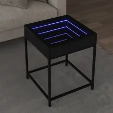   vidaXL fekete végtelen hatású LED-es dohányzóasztal 40 x 40 x 51 cm