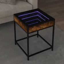   vidaXL füstös tölgy végtelen hatású LED-es dohányzóasztal 40x40x51 cm