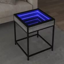   vidaXL szürke sonoma végtelen hatású LED-es dohányzóasztal 40x40x51 cm