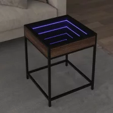   vidaXL barna tölgy végtelen hatású LED-es dohányzóasztal 40x40x51 cm