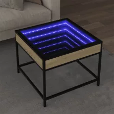   vidaXL sonoma tölgy végtelen hatású LED-es dohányzóasztal 50x50x41 cm
