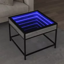   vidaXL szürke sonoma végtelen hatású LED-es dohányzóasztal 50x50x41 cm