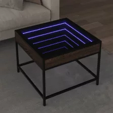   vidaXL barna tölgy végtelen hatású LED-es dohányzóasztal 50x50x41 cm