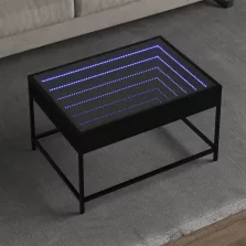   vidaXL fekete végtelen hatású LED-es dohányzóasztal 70 x 50 x 41 cm
