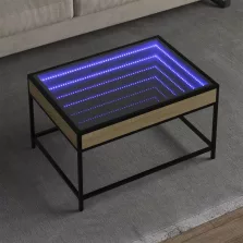   vidaXL sonoma tölgy végtelen hatású LED-es dohányzóasztal 70x50x41 cm