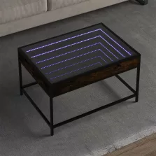   vidaXL füstös tölgy végtelen hatású LED-es dohányzóasztal 70x50x41 cm