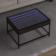   vidaXL barna tölgy végtelen hatású LED-es dohányzóasztal 70x50x41 cm