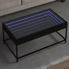   vidaXL fekete végtelen hatású LED-es dohányzóasztal 90 x 50 x 41 cm