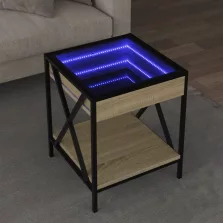   vidaXL sonoma tölgy végtelen hatású LED-es dohányzóasztal 40x40x49 cm
