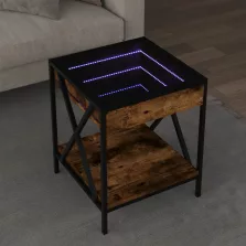   vidaXL füstös tölgy végtelen hatású LED-es dohányzóasztal 40x40x49 cm