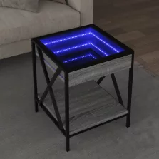   vidaXL szürke sonoma végtelen hatású LED-es dohányzóasztal 40x40x49 cm