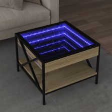   vidaXL sonoma tölgy végtelen hatású LED-es dohányzóasztal 50x50x38 cm