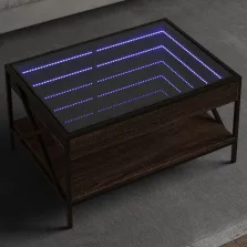   vidaXL barna tölgy végtelen hatású LED-es dohányzóasztal 70x50x38 cm