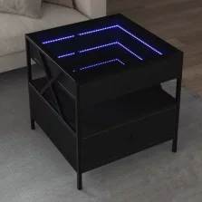   vidaXL fekete végtelen hatású LED-es dohányzóasztal 50 x 50 x 51 cm