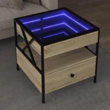   vidaXL sonoma tölgy végtelen hatású LED-es dohányzóasztal 50x50x51 cm