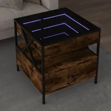   vidaXL füstös tölgy végtelen hatású LED-es dohányzóasztal 50x50x51 cm