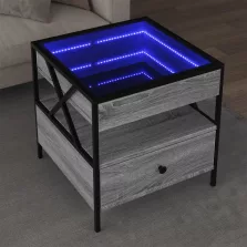   vidaXL szürke sonoma végtelen hatású LED-es dohányzóasztal 50x50x51 cm