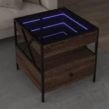   vidaXL barna tölgy végtelen hatású LED-es dohányzóasztal 50x50x51 cm