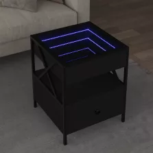   vidaXL fekete végtelen hatású LED-es dohányzóasztal 40 x 40 x 51 cm