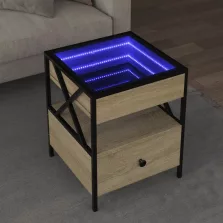   vidaXL sonoma tölgy végtelen hatású LED-es dohányzóasztal 40x40x51 cm