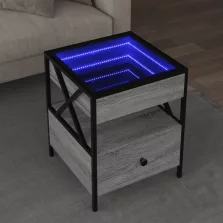  vidaXL szürke sonoma végtelen hatású LED-es dohányzóasztal 40x40x51 cm