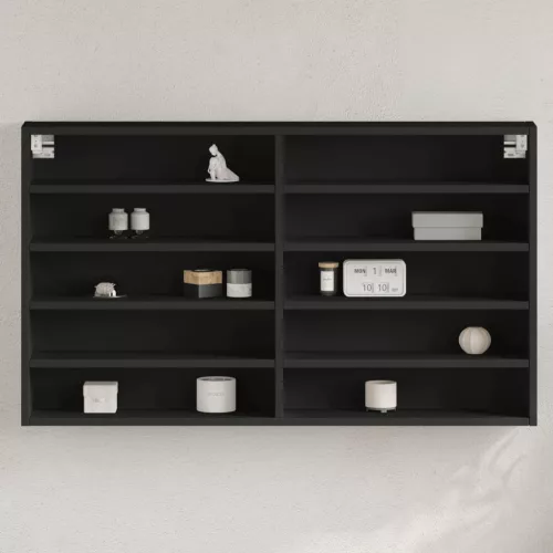 vidaXL fekete szerelt fa vitrinszekrény 100 x 15 x 58 cm