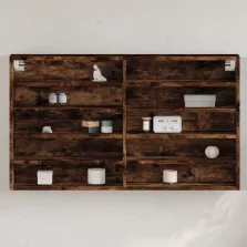   vidaXL füstös tölgy színű szerelt fa vitrinszekrény 100 x 15 x 58 cm
