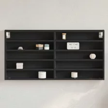 vidaXL fekete szerelt fa vitrinszekrény 100 x 8,5 x 50 cm