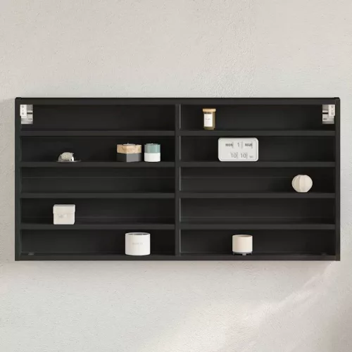 vidaXL fekete szerelt fa vitrinszekrény 100 x 8,5 x 50 cm