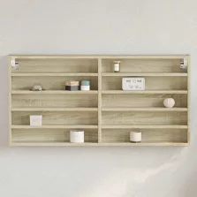   vidaXL sonoma tölgy színű szerelt fa vitrinszekrény 100 x 8,5 x 50 cm