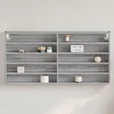   vidaXL szürke sonoma színű szerelt fa vitrinszekrény 100 x 8,5 x 50 cm