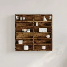   vidaXL füstös tölgy színű szerelt fa vitrinszekrény 60 x 8,5 x 58 cm