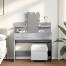  vidaXL szürke sonoma színű fésülködőasztal LED-del 100 x 40 x 130 cm