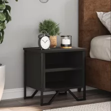   vidaXL 2 db fekete szerelt fa éjjeliszekrény 40 x 30 x 40 cm